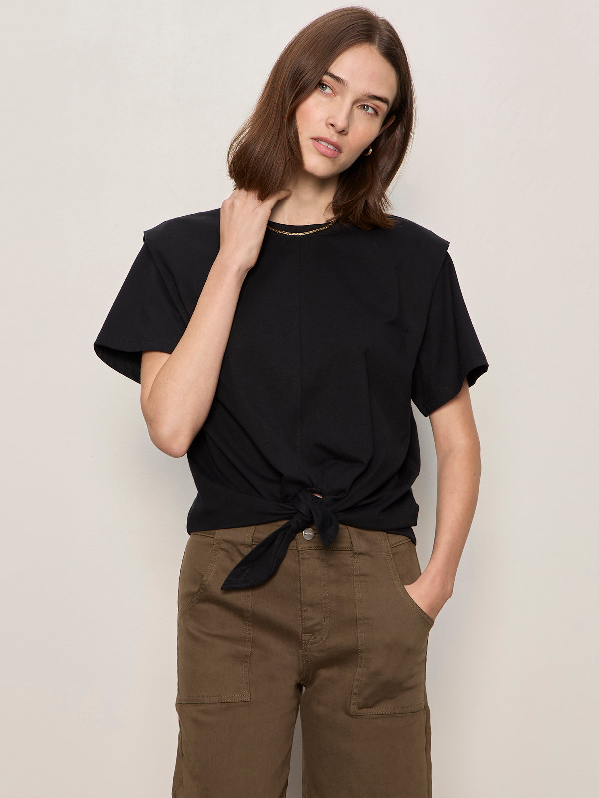GOOD TO GO TIE FRONT TEE BLACK - Sanctuary Clothing