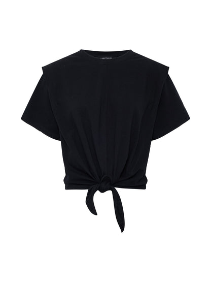 GOOD TO GO TIE FRONT TEE BLACK - Sanctuary Clothing