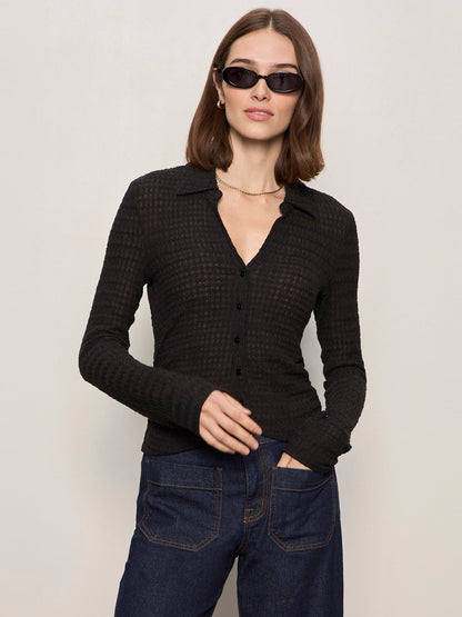 JUNO TEXTURED BUTTON FRONT BLACK - Sanctuary Clothing