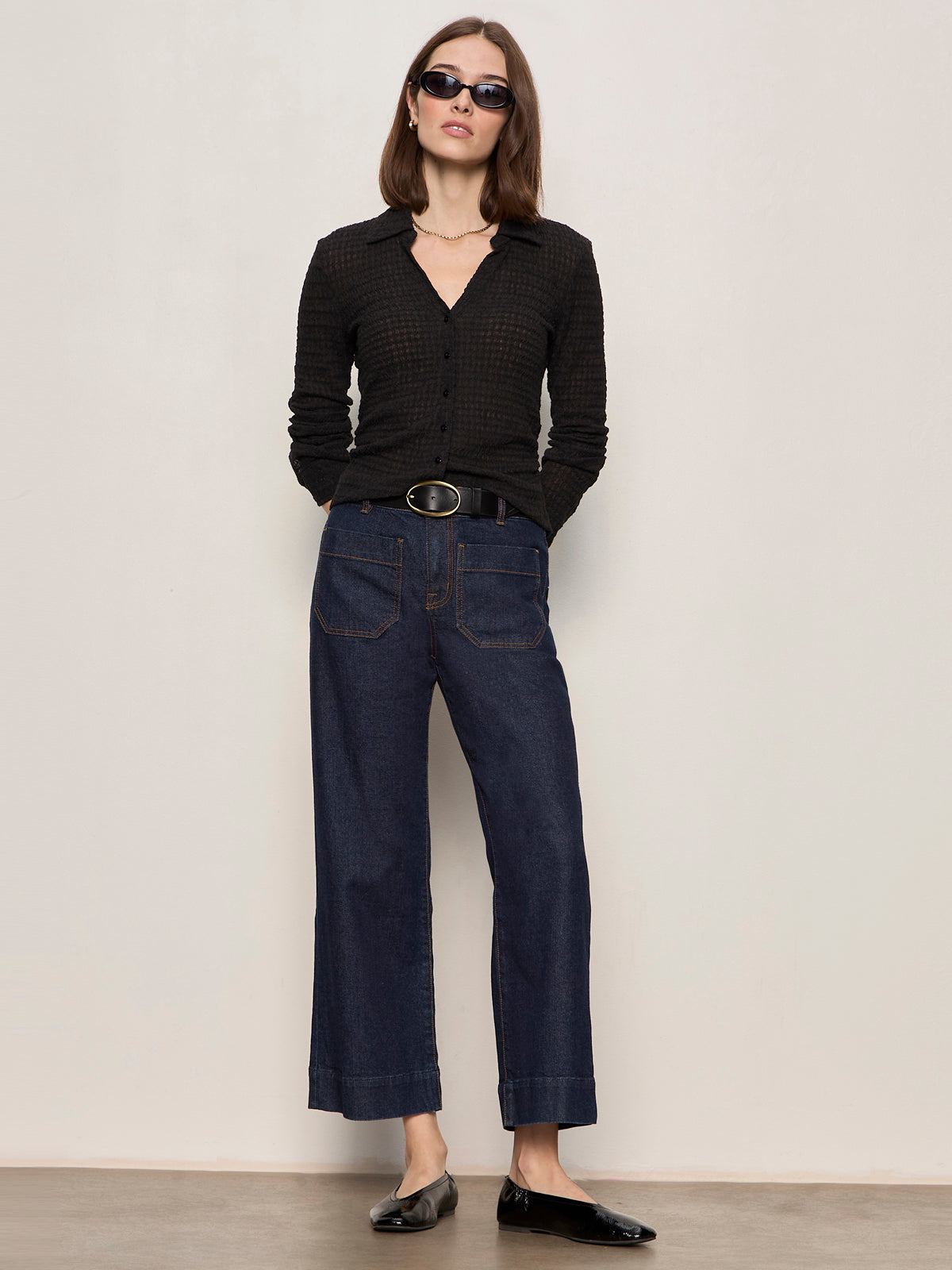 JUNO TEXTURED BUTTON FRONT BLACK - Sanctuary Clothing