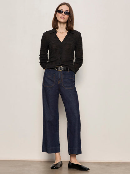 JUNO TEXTURED BUTTON FRONT BLACK - Sanctuary Clothing