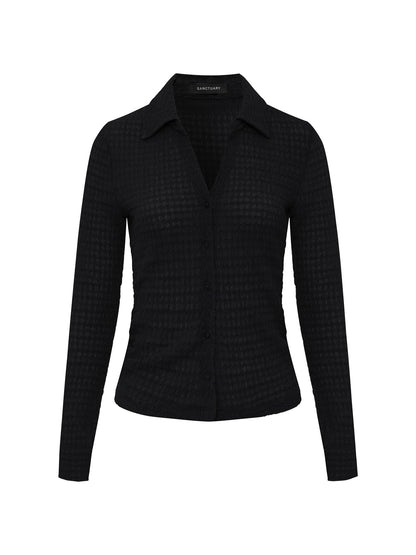JUNO TEXTURED BUTTON FRONT BLACK - Sanctuary Clothing