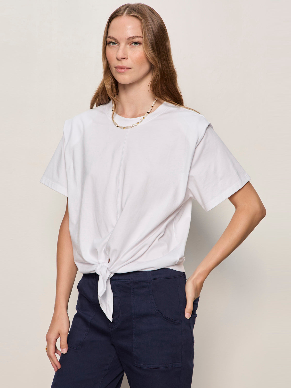 GOOD TO GO TIE FRONT TEE WHITE - Sanctuary Clothing