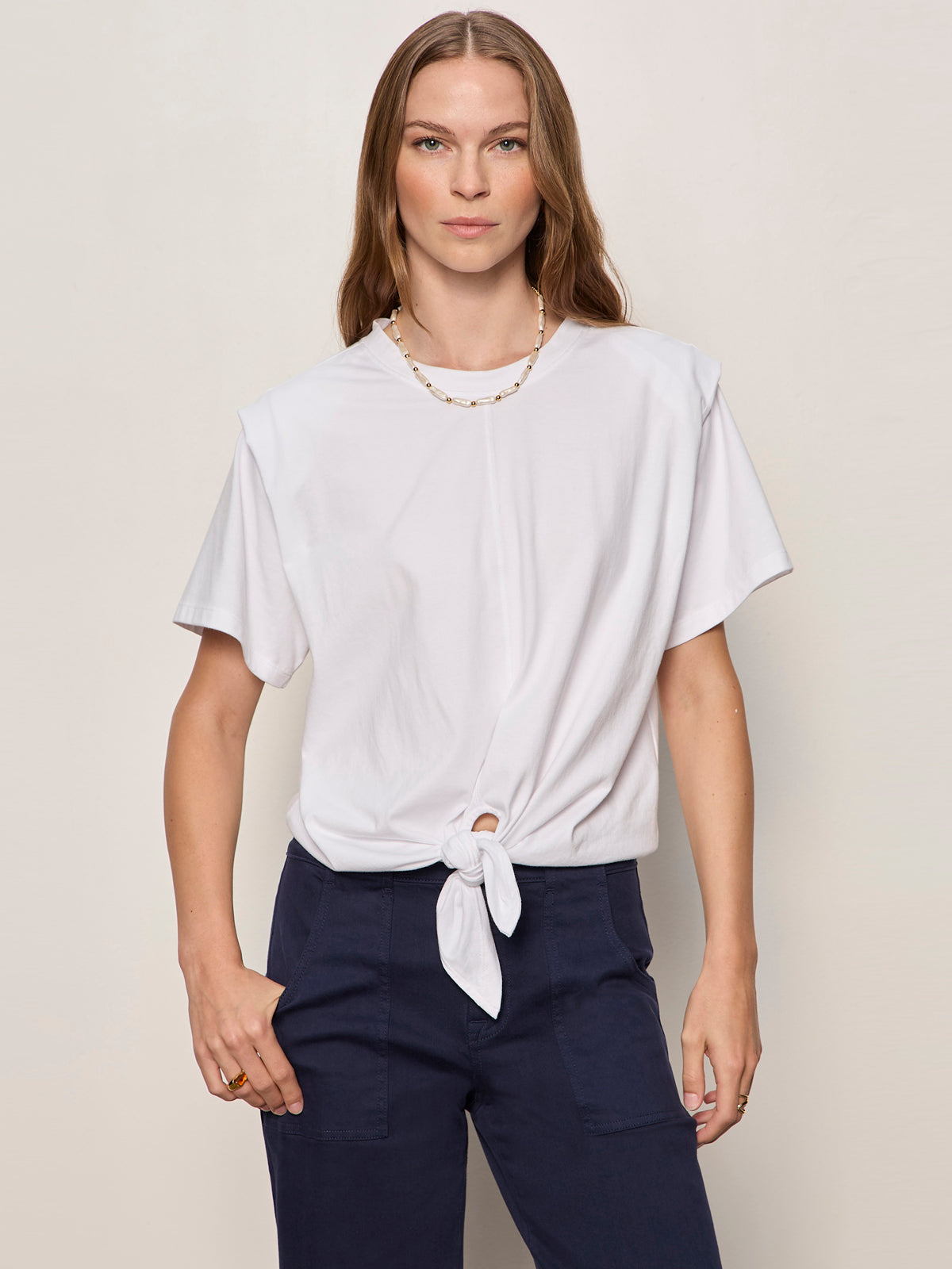 GOOD TO GO TIE FRONT TEE WHITE - Sanctuary Clothing