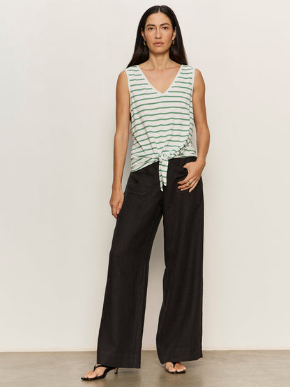 The Linen Marine Wide Leg Semi-High Rise Pant Black - Sanctuary Clothing