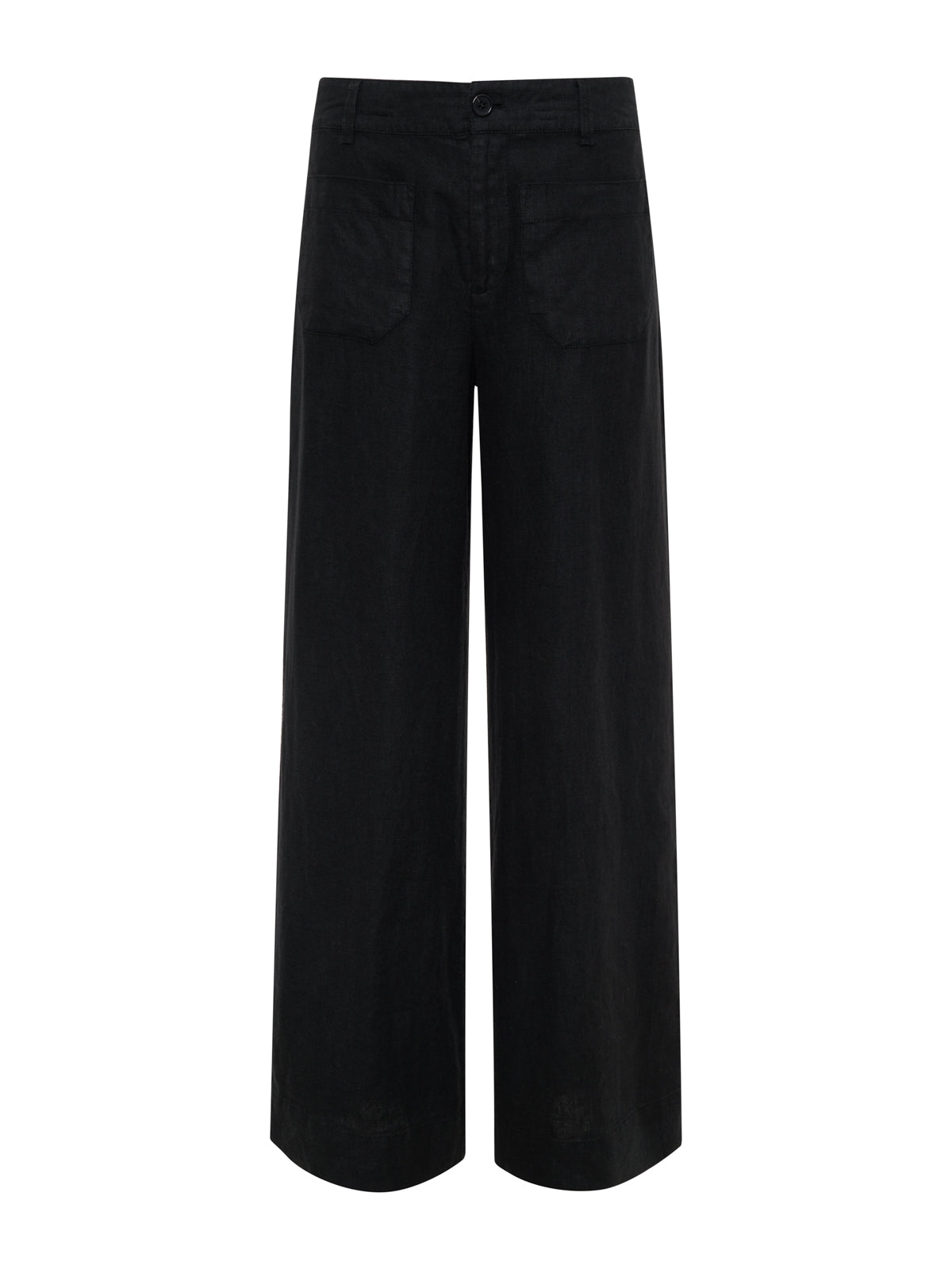 The Linen Marine Wide Leg Semi-High Rise Pant Black - Sanctuary Clothing