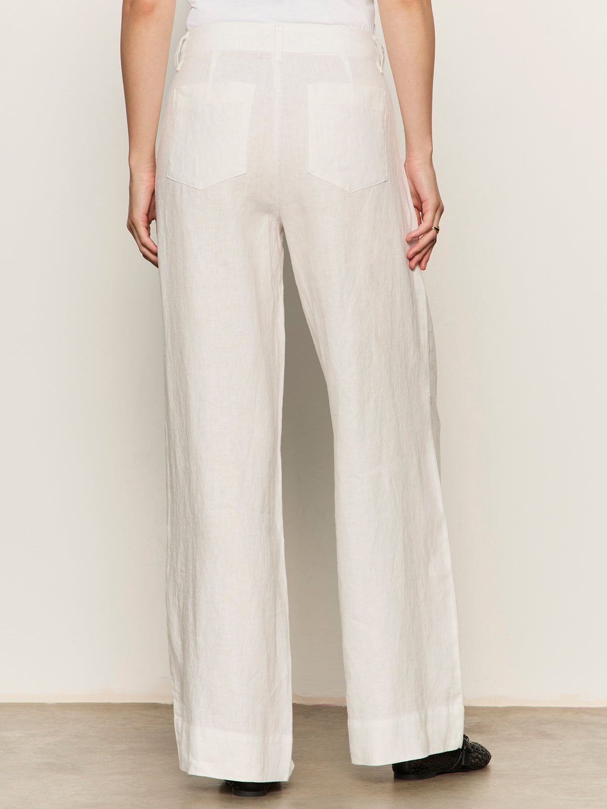 The Linen Marine Wide Leg Semi-High Rise Pant White - Sanctuary Clothing