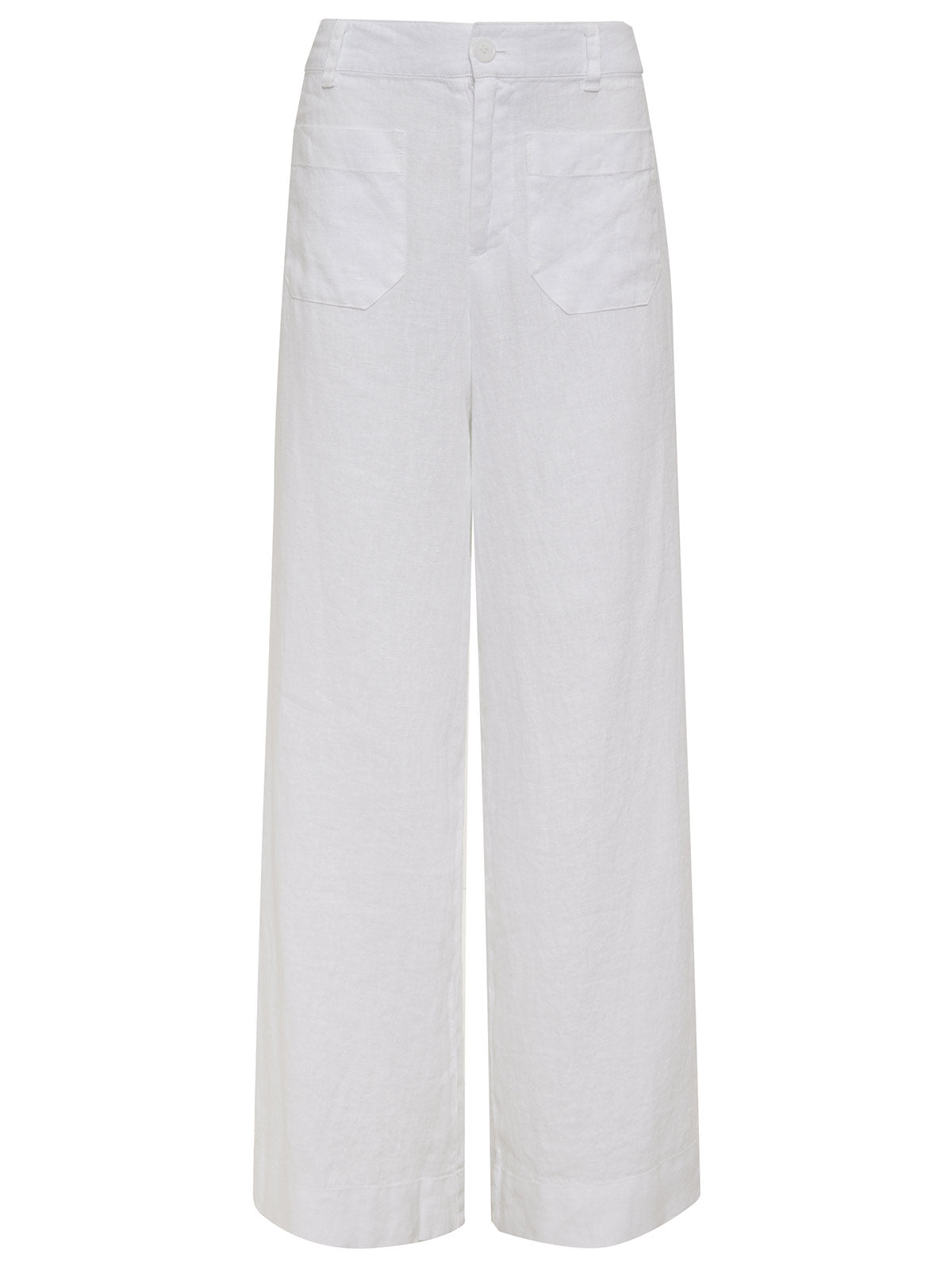 The Linen Marine Wide Leg Semi-High Rise Pant White - Sanctuary Clothing