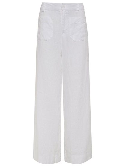 The Linen Marine Wide Leg Semi-High Rise Pant White - Sanctuary Clothing