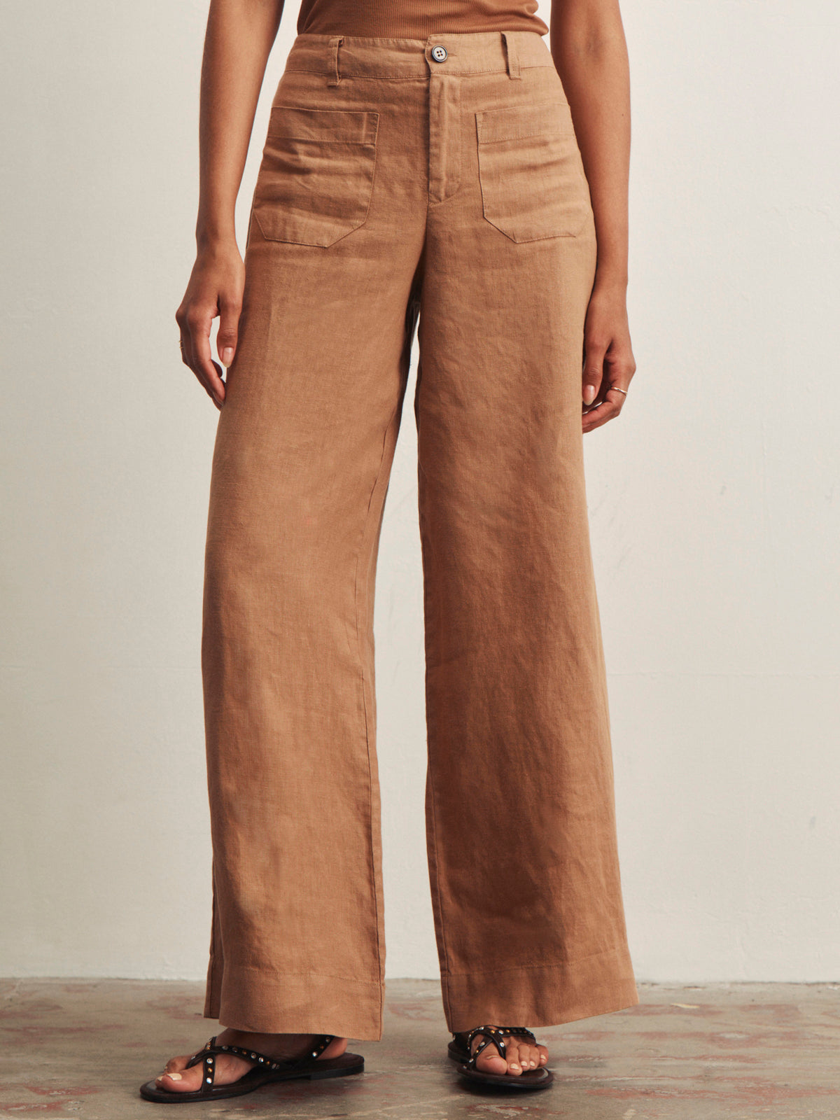 THE LINEN MARINE WIDE LEG TOASTED COCONUT - Sanctuary Clothing