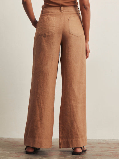 THE LINEN MARINE WIDE LEG TOASTED COCONUT - Sanctuary Clothing