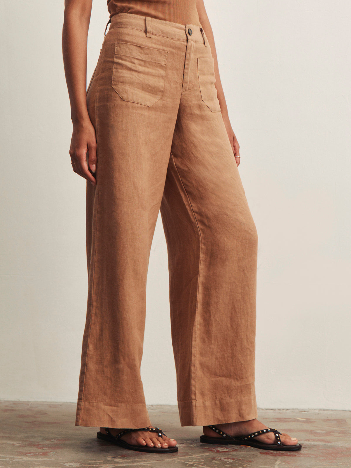 THE LINEN MARINE WIDE LEG TOASTED COCONUT - Sanctuary Clothing