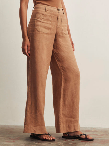 THE LINEN MARINE WIDE LEG TOASTED COCONUT - Sanctuary Clothing