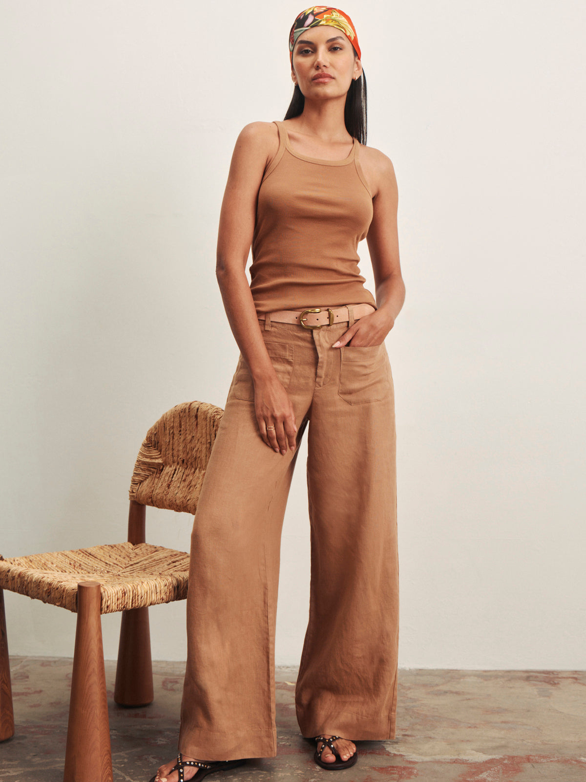 THE LINEN MARINE WIDE LEG TOASTED COCONUT - Sanctuary Clothing