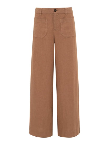 THE LINEN MARINE WIDE LEG TOASTED COCONUT - Sanctuary Clothing