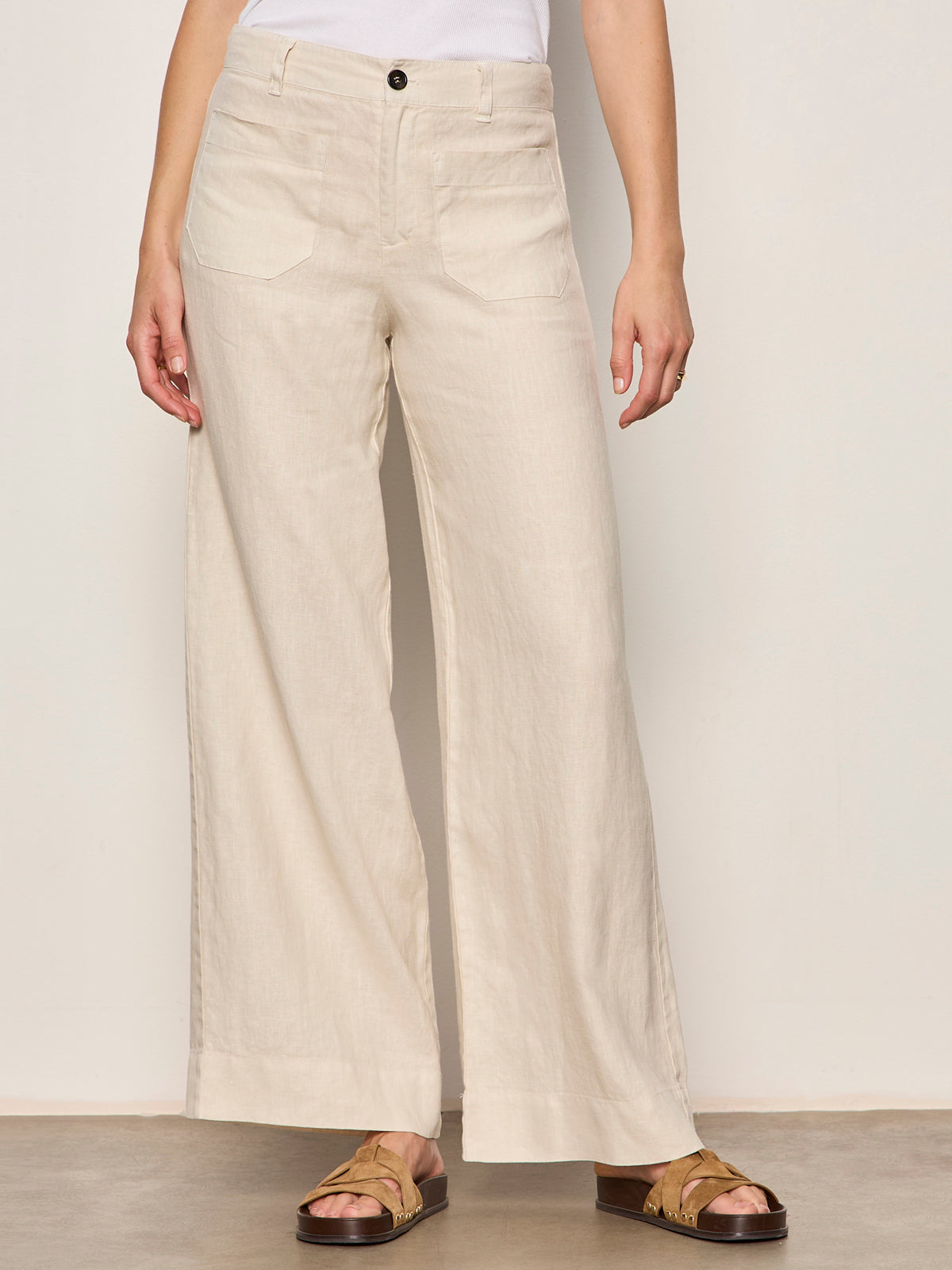 The Linen Marine Wide Leg Pant Summer Sand - Sanctuary Clothing