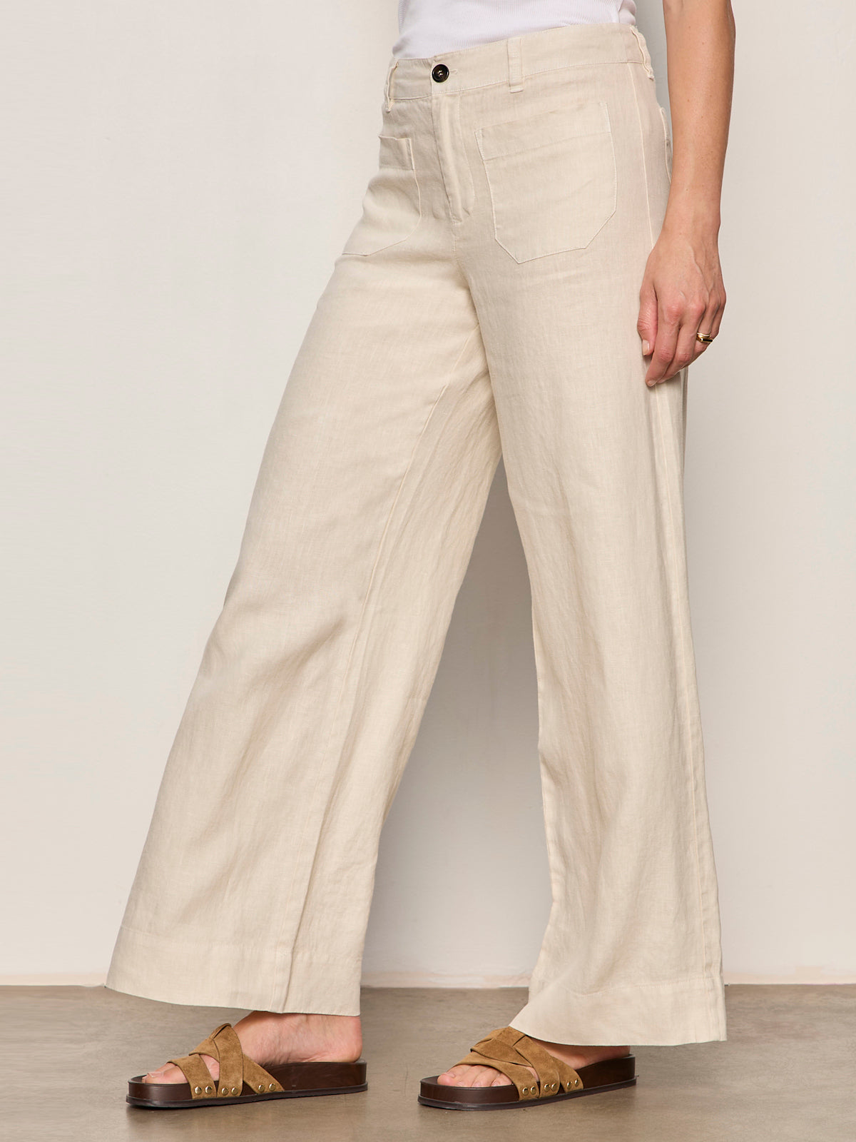 The Linen Marine Wide Leg Pant Summer Sand - Sanctuary Clothing