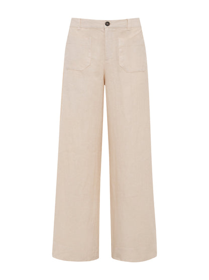 The Linen Marine Wide Leg Pant Summer Sand - Sanctuary Clothing