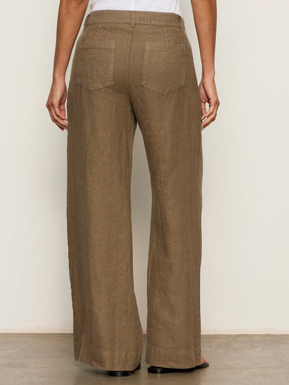 The Linen Marine Wide Leg Pant Timber - Sanctuary Clothing
