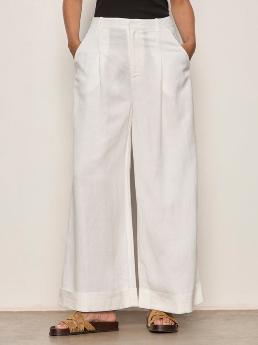 TERRACE LINEN PANT CHALK - Sanctuary Clothing