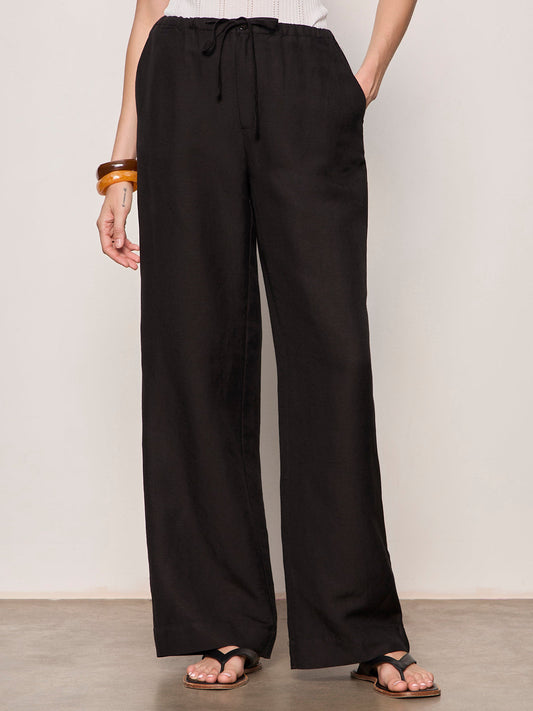 SHORELINE LINEN PANTS BLACK - Sanctuary Clothing