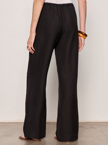 SHORELINE LINEN PANTS BLACK - Sanctuary Clothing