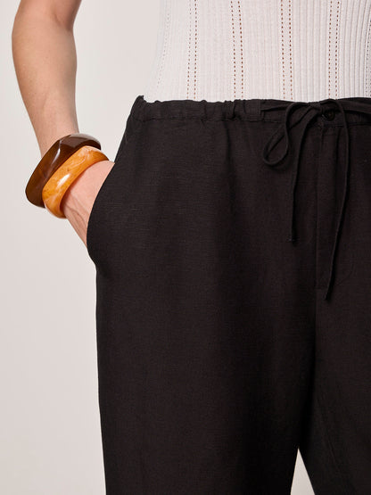 SHORELINE LINEN PANTS BLACK - Sanctuary Clothing