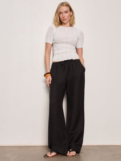 SHORELINE LINEN PANTS BLACK - Sanctuary Clothing