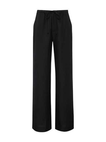 SHORELINE LINEN PANTS BLACK - Sanctuary Clothing