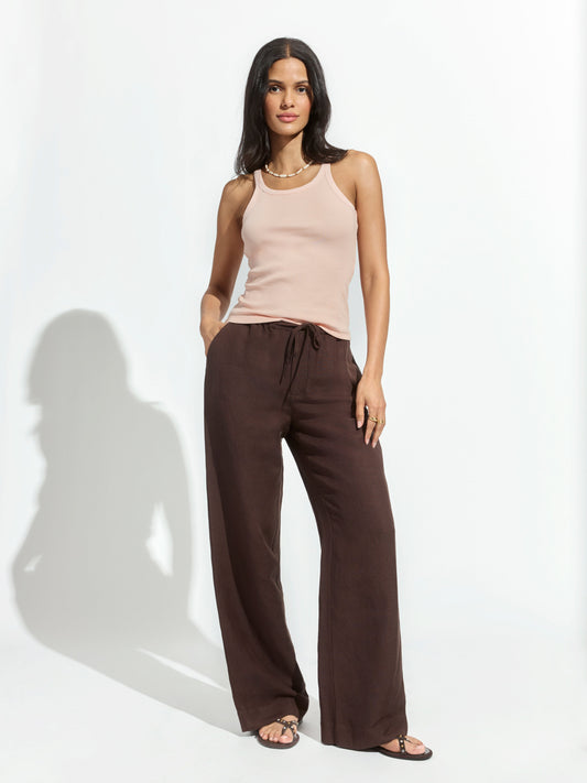 SHORELINE LINEN PANTS RICH SOIL - Sanctuary Clothing