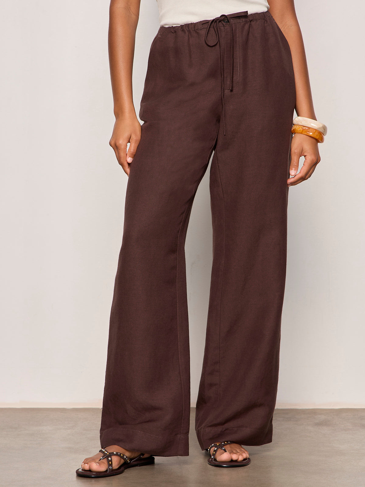 SHORELINE LINEN PANTS RICH SOIL - Sanctuary Clothing