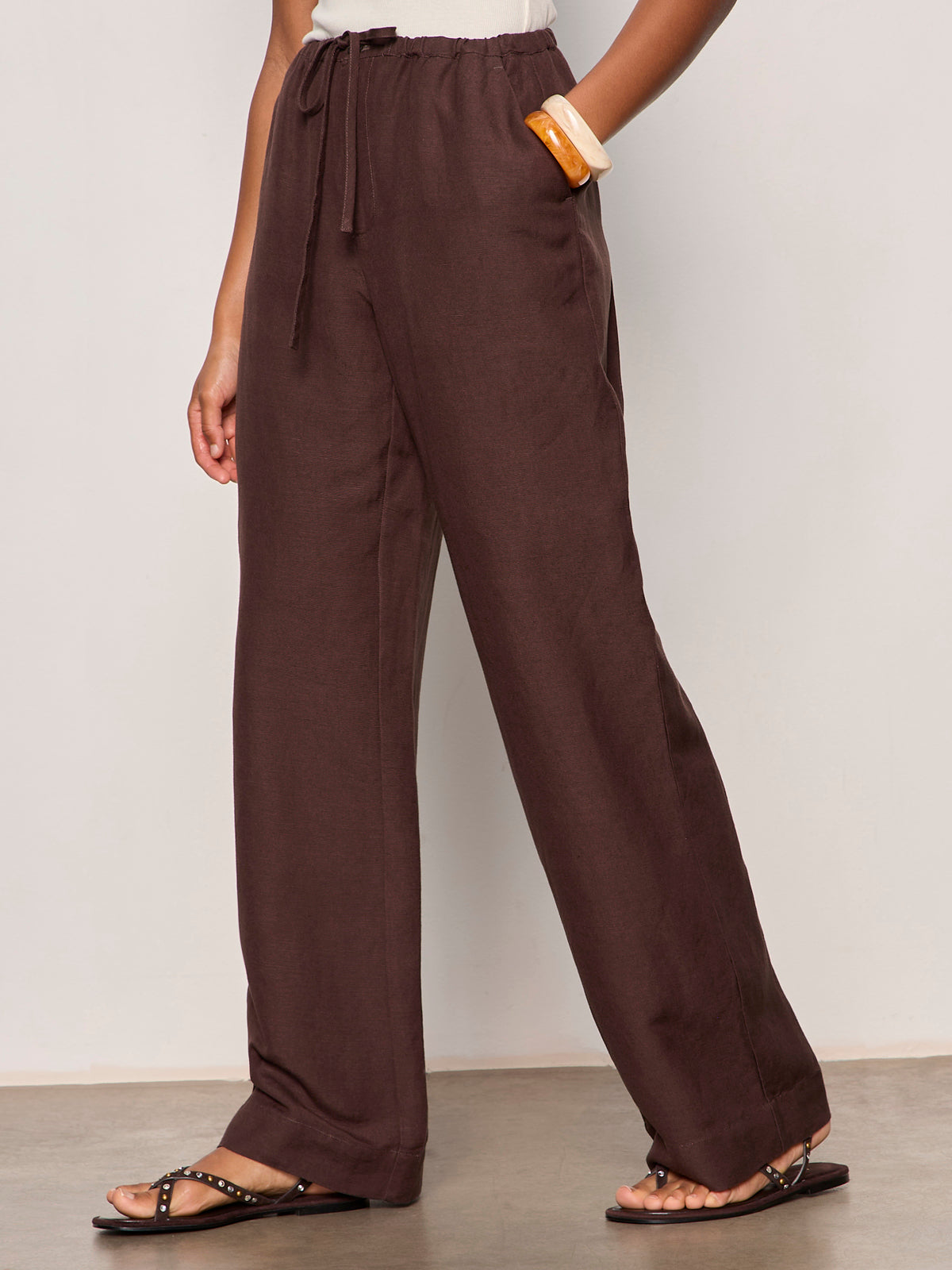 SHORELINE LINEN PANTS RICH SOIL - Sanctuary Clothing