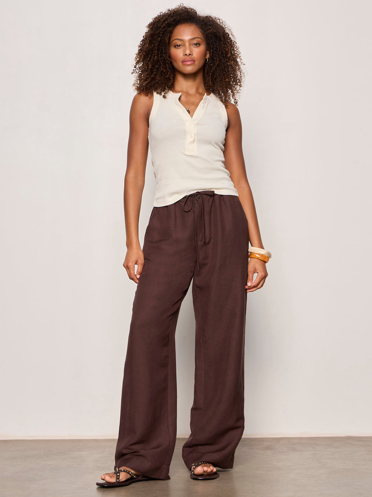 SHORELINE LINEN PANTS RICH SOIL - Sanctuary Clothing