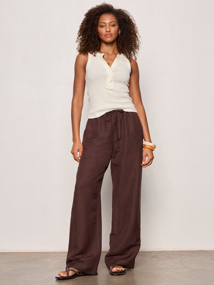 SHORELINE LINEN PANTS RICH SOIL - Sanctuary Clothing