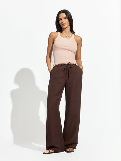 SHORELINE LINEN PANTS RICH SOIL - Sanctuary Clothing