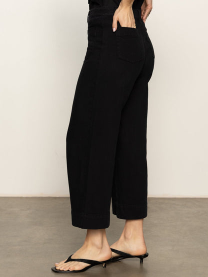 Soft Marine Wide Leg Standard Rise Crop Pant Black - Sanctuary Clothing