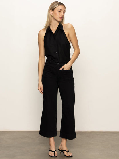 Soft Marine Wide Leg Standard Rise Crop Pant Black - Sanctuary Clothing