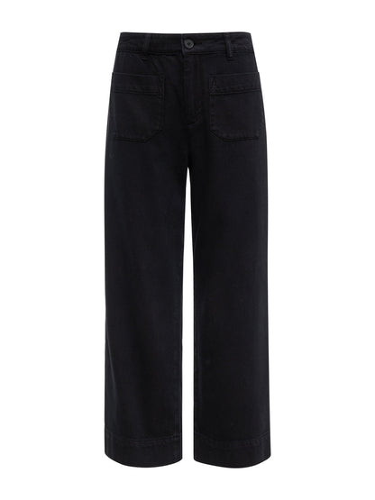 Soft Marine Wide Leg Standard Rise Crop Pant Black - Sanctuary Clothing