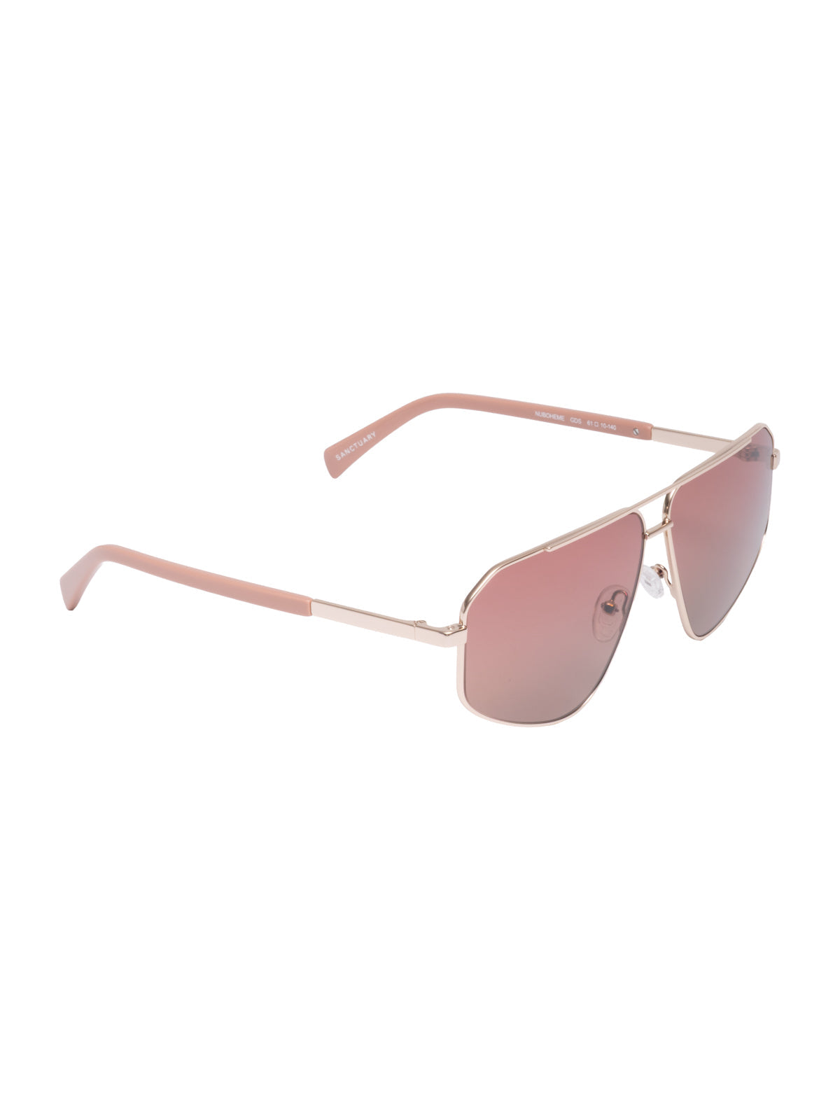 Nu Boheme Sunglasses Shiny Gold/Rose Pink Lens - Sanctuary Clothing