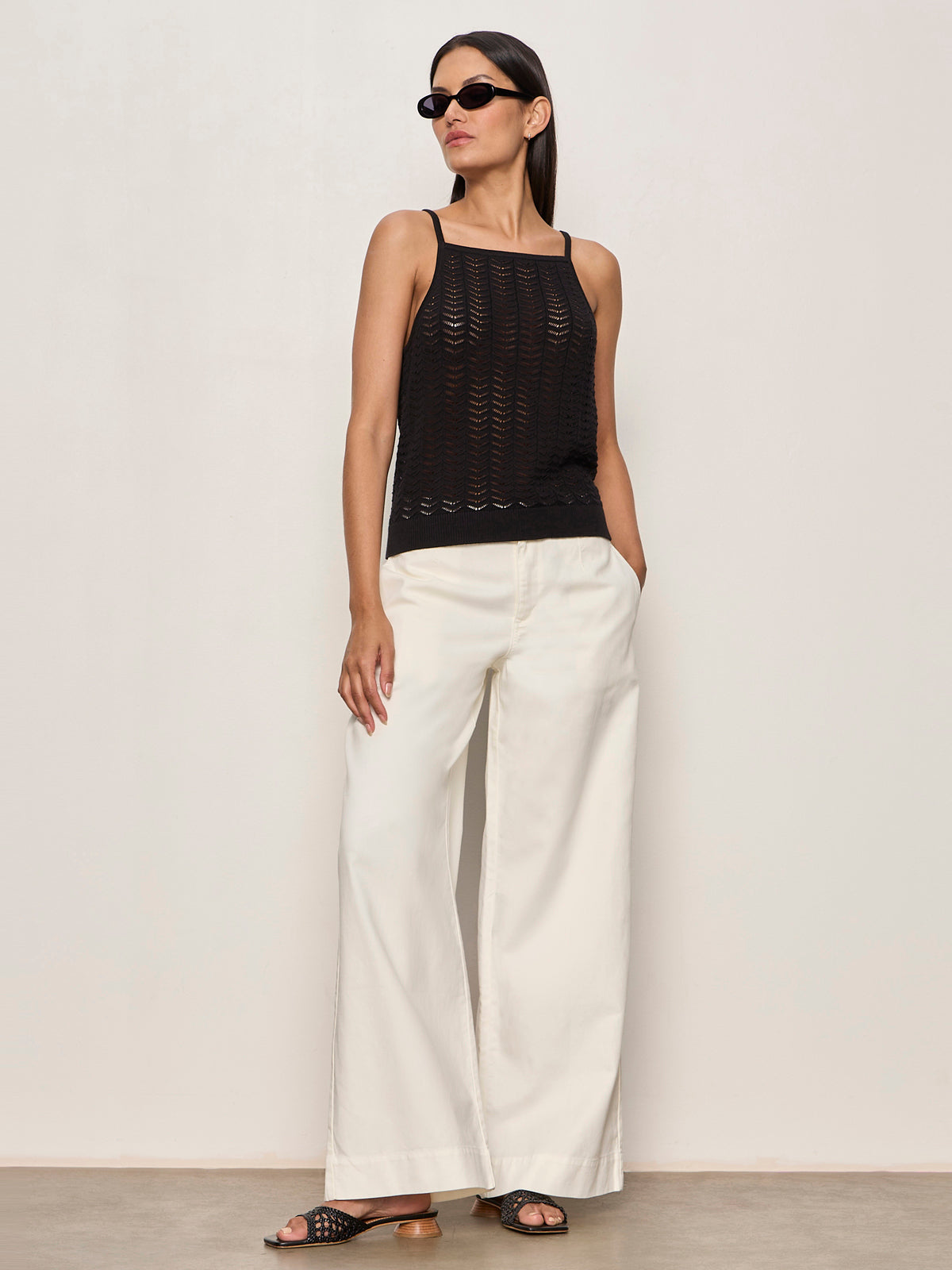 FOR KEEPS POINTELLE TANK BLACK - Sanctuary Clothing