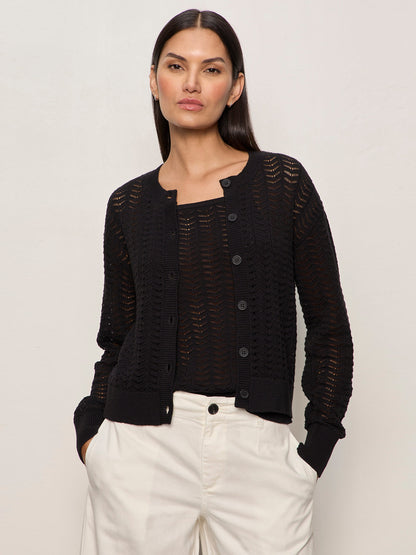 FOR KEEPS POINTELLE CARDIGAN BLACK - Sanctuary Clothing