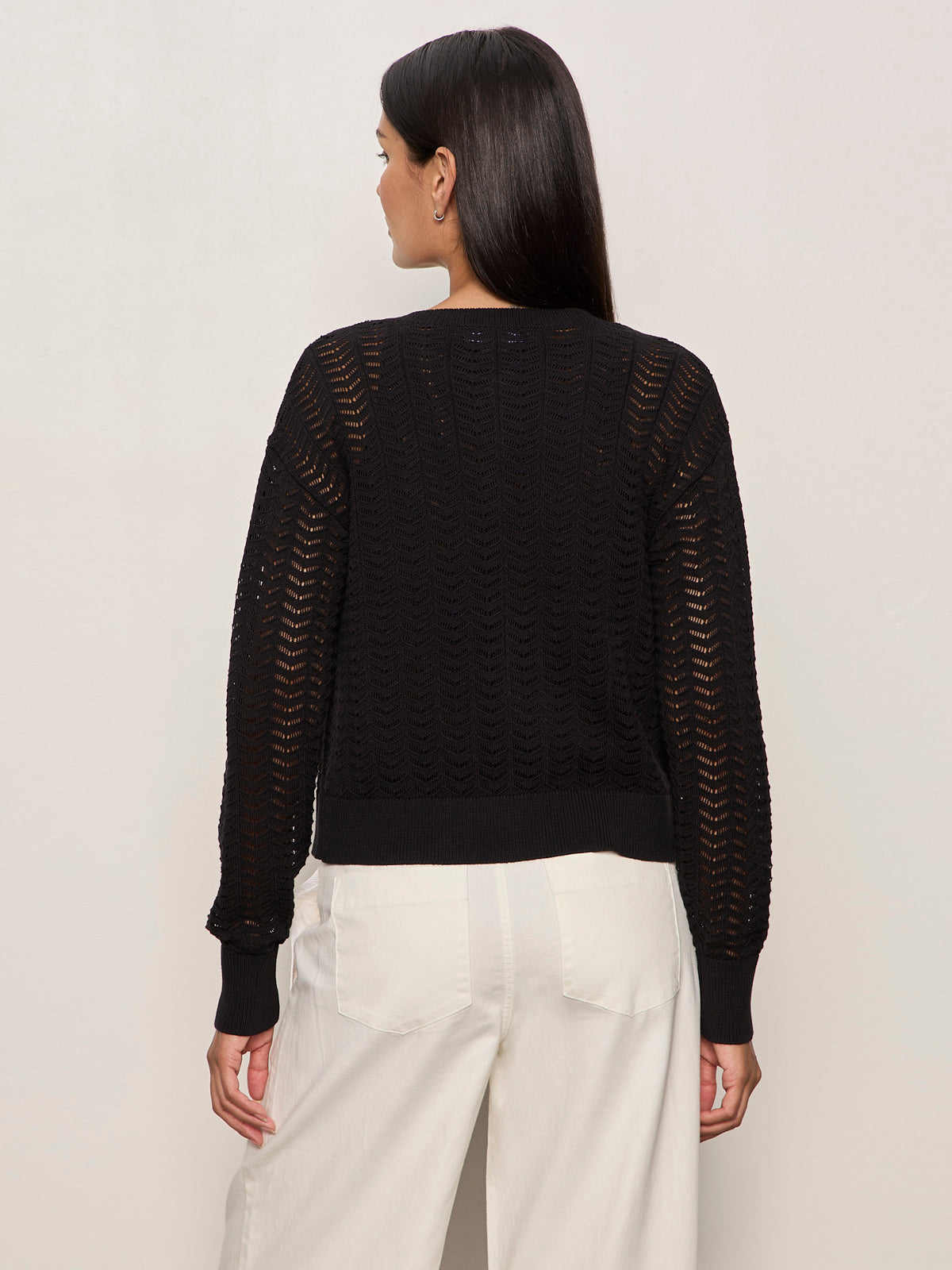 FOR KEEPS POINTELLE CARDIGAN BLACK - Sanctuary Clothing