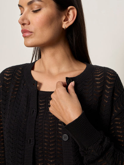 FOR KEEPS POINTELLE CARDIGAN BLACK - Sanctuary Clothing