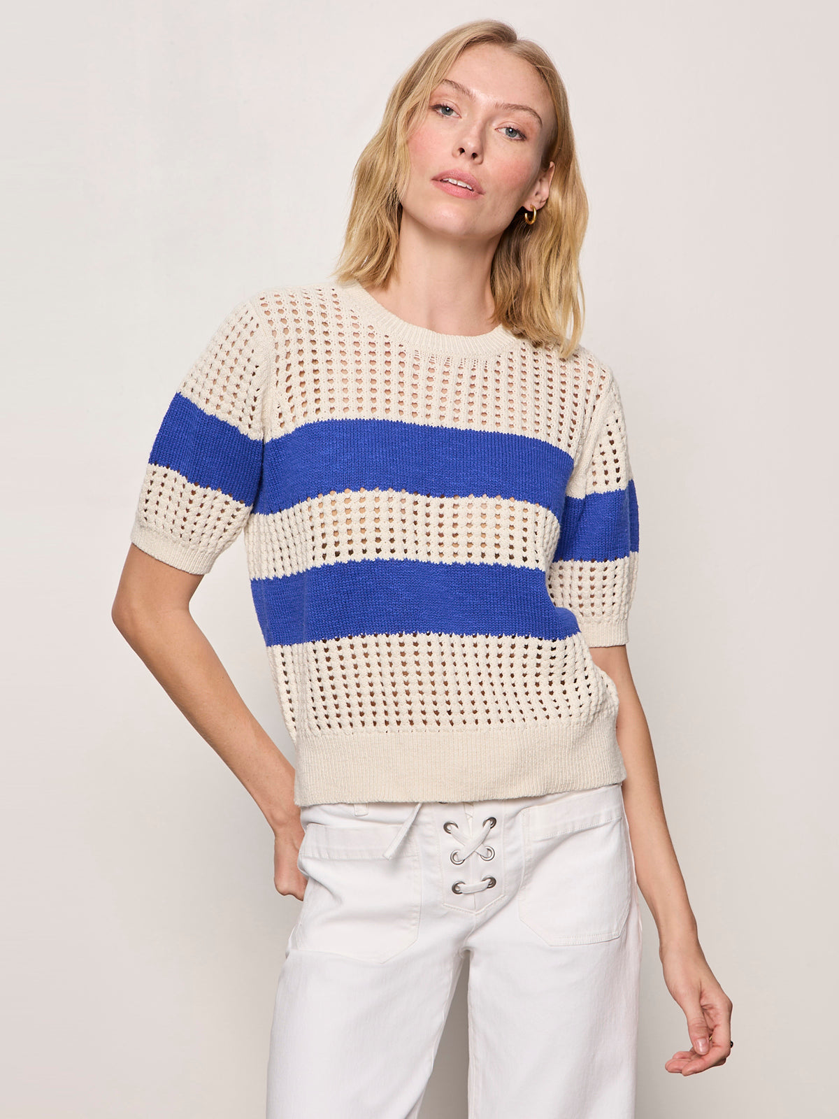 BEACHSIDE OPENWORK TEE COLLAGEN W/ LUMINOUS BLUE - Sanctuary Clothing