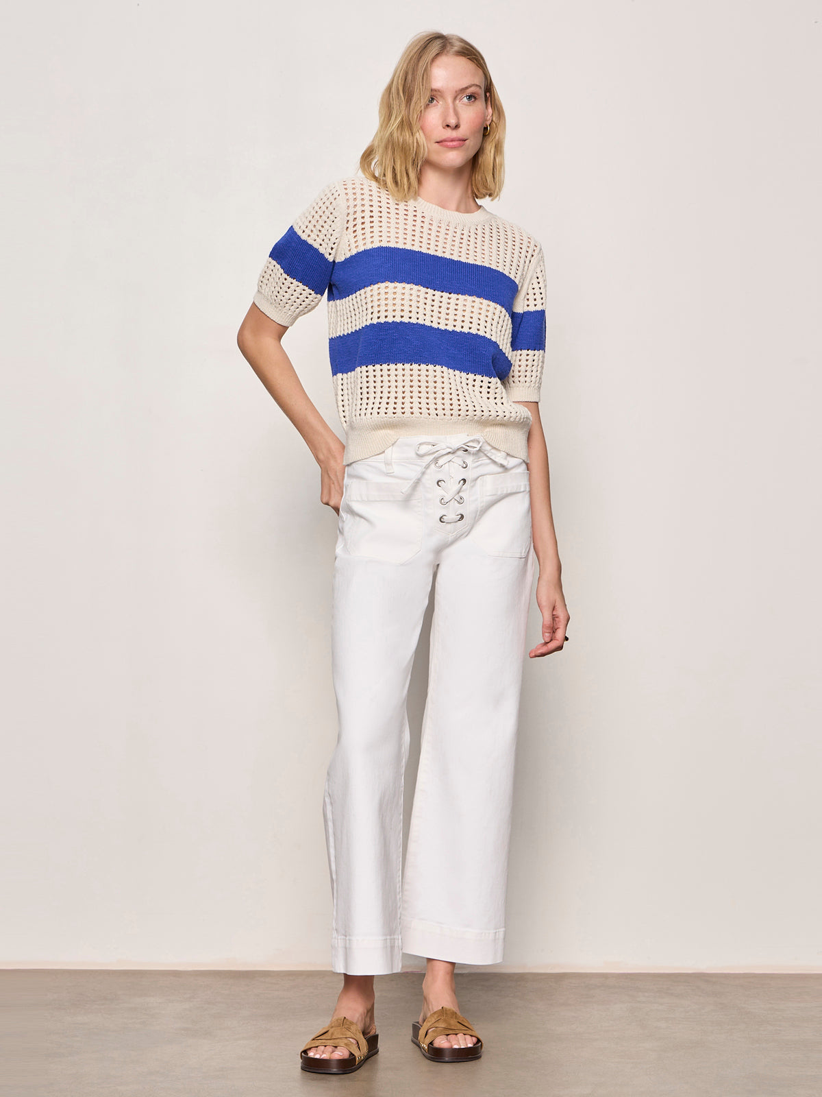 BEACHSIDE OPENWORK TEE COLLAGEN W/ LUMINOUS BLUE - Sanctuary Clothing
