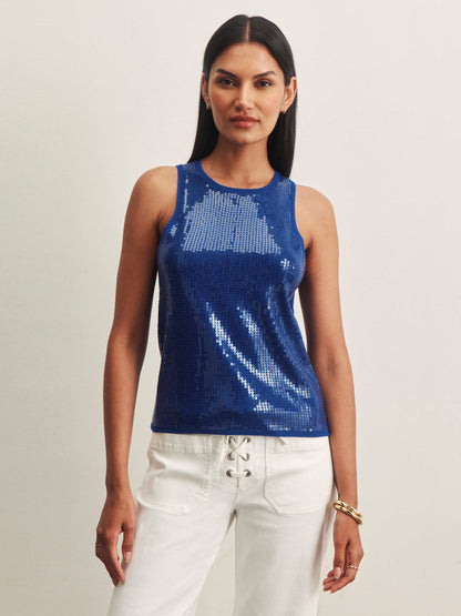 SUMMER SHINE SEQUIN SHELL LUMINOUS BLUE - Sanctuary Clothing