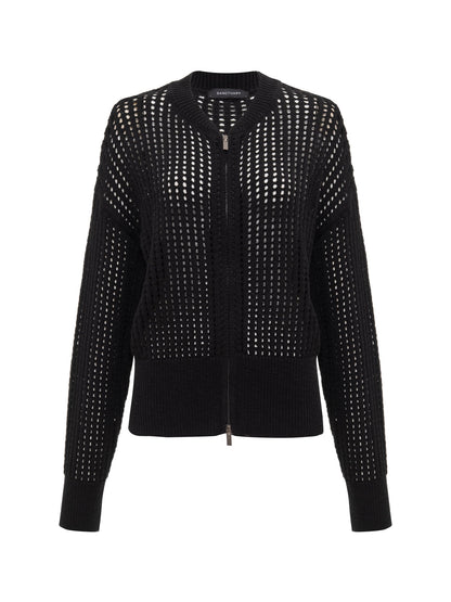 LAGUNA OPENWORK BOMBER BLACK - Sanctuary Clothing