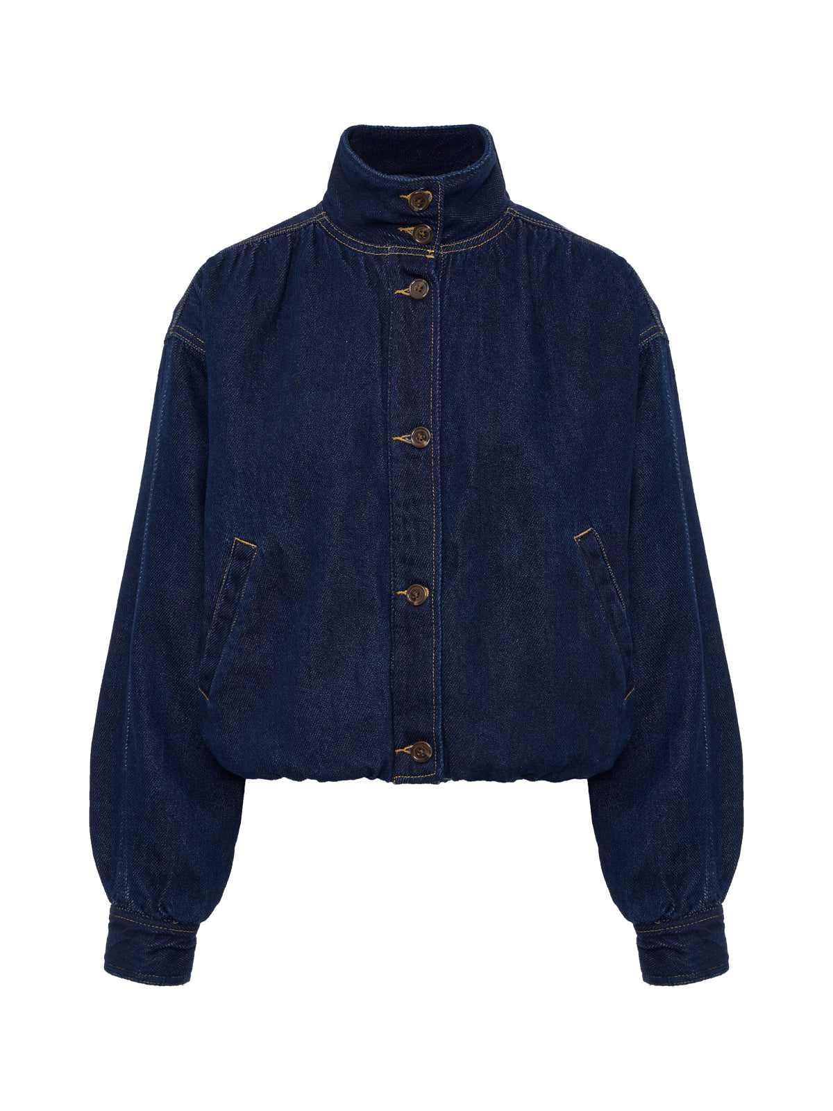 Bubble Hem Bomber Jacket Dark Denim - Sanctuary Clothing