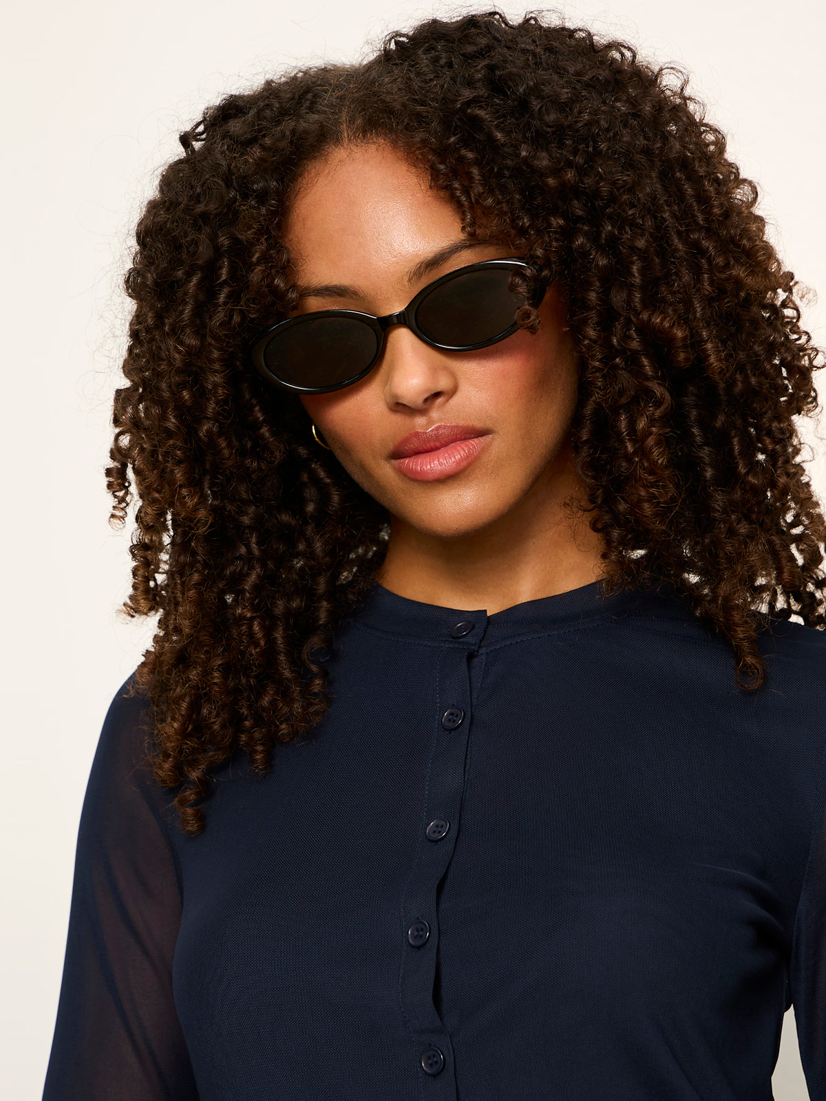 Mesh Long Sleeve Cardigan Navy Blazer - Sanctuary Clothing