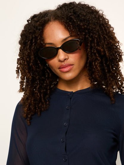 Mesh Long Sleeve Cardigan Navy Blazer - Sanctuary Clothing